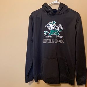 Notre Dame hoodie made by colosseum in a size large  dark gray color